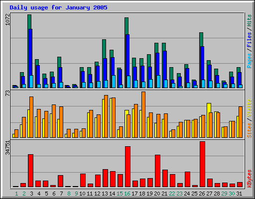 Daily usage for January 2005