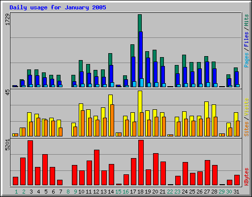Daily usage for January 2005