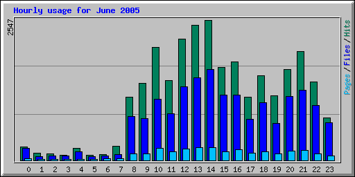 Hourly usage for June 2005