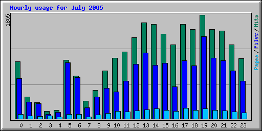 Hourly usage for July 2005