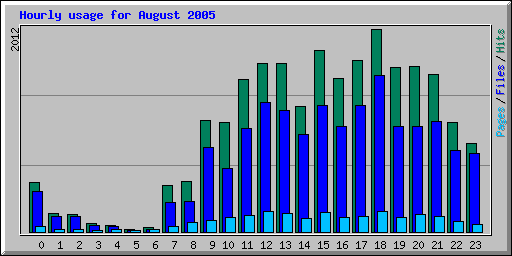 Hourly usage for August 2005