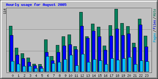 Hourly usage for August 2005