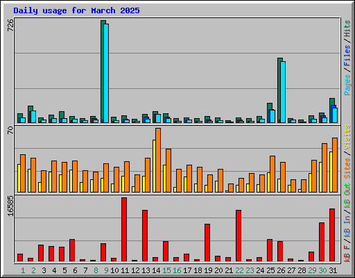 Daily usage for March 2025