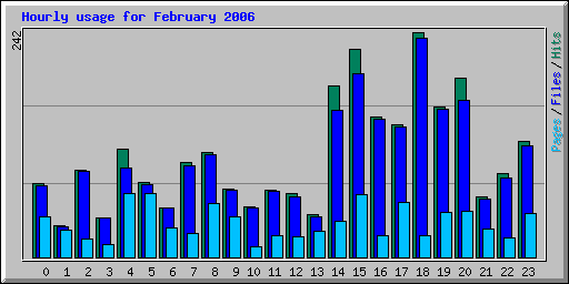 Hourly usage for February 2006