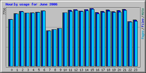 Hourly usage for June 2006