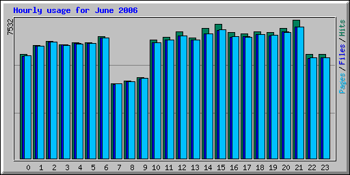 Hourly usage for June 2006