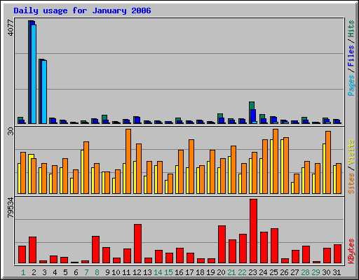 Daily usage for January 2006