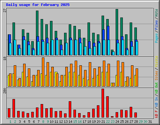 Daily usage for February 2025