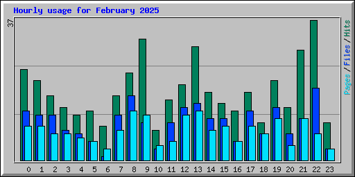 Hourly usage for February 2025