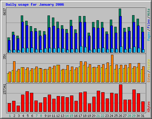 Daily usage for January 2006