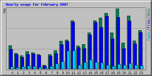 Hourly usage for February 2007