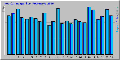 Hourly usage for February 2006